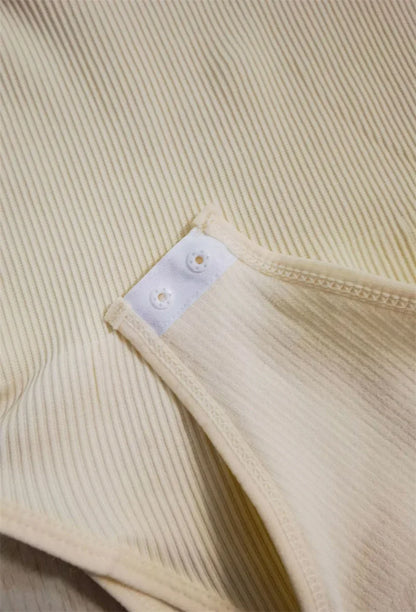 GUUDIA Ribbed Tummy Jumpsuit Daily Shaper Bodysuits Light Control Compress Tummy Control Open Crotch Shapewear Suits Open Crotch