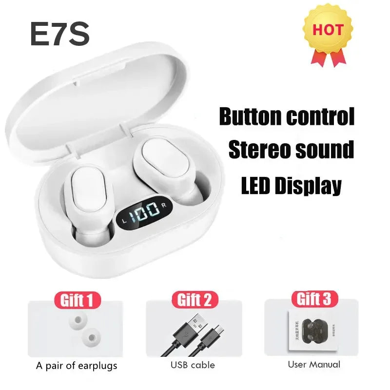 Original E7S Wireless Bluetooth Headset with Mic LED Display Earbuds for iPhone Xiaomi TWS Earphone Bluetooth Headphones Earbuds
