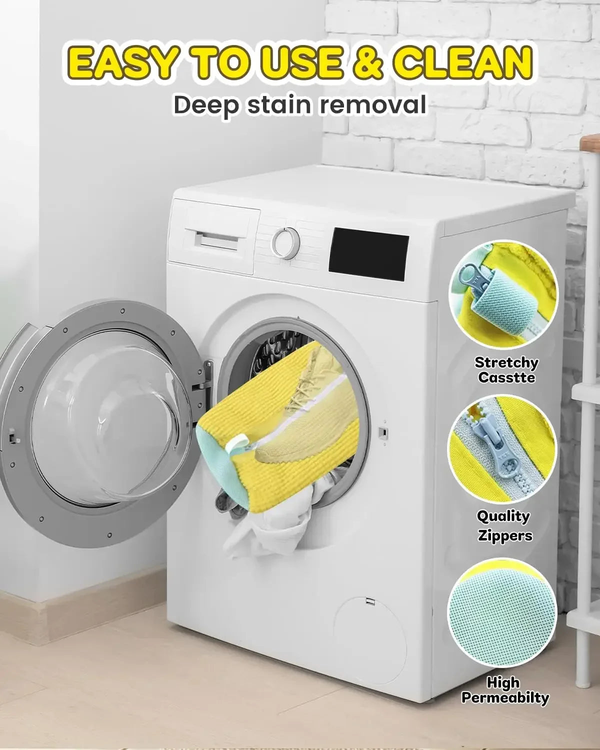 Laundry Bags Shoe Washing Machine Bag-with Zipper Laundry Bag with Rich Fluff Inside, Perfect for Sneakers and Casual Shoes