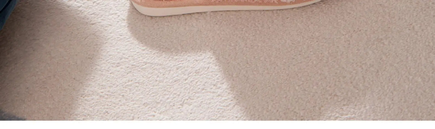 Shevalues Indoor Warm Plush Slippers For Women Men Cute Cat Paw Design House Fur Slippers Mute Flats Slides Indoor Fluffy Shoes