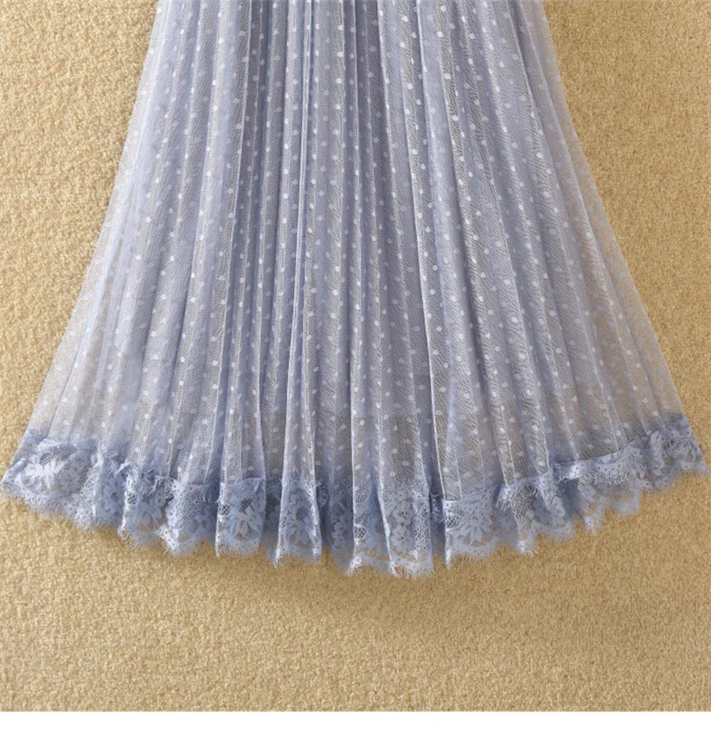 Tutu Tulle Long Maxi Skirt Women Fashion 2023 Korean Cute Pink High Waist Pleated Skirt Mesh Female Lady Aesthetic Faldas