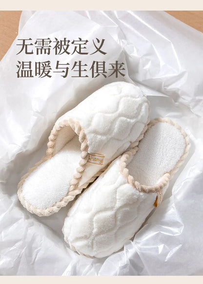 Cotton Slippers for Women Suitable for Spring Autumn Living Indoor Anti Slip Home Warm Home Couple Winter Furry Men Slippers