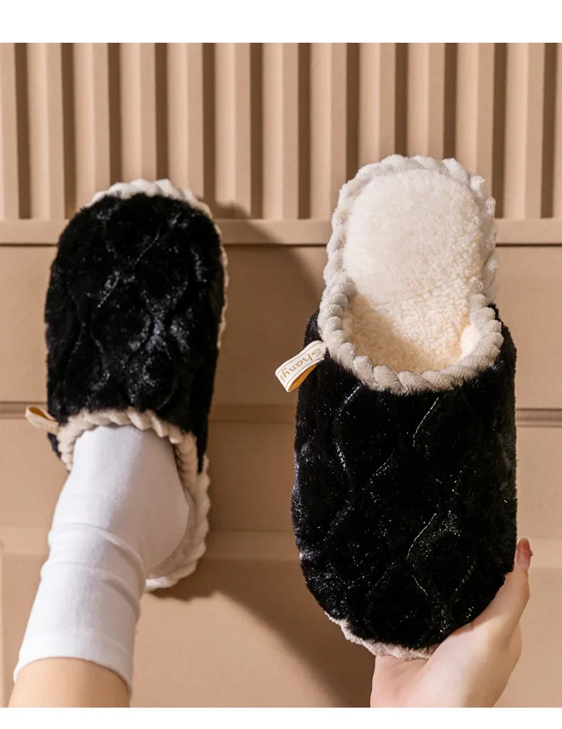 Cotton Slippers for Women Suitable for Spring Autumn Living Indoor Anti Slip Home Warm Home Couple Winter Furry Men Slippers