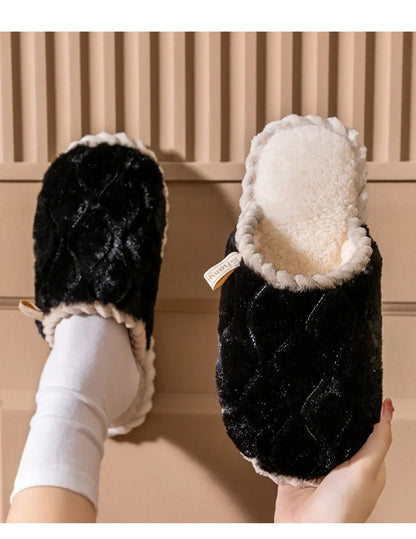 Cotton Slippers for Women Suitable for Spring Autumn Living Indoor Anti Slip Home Warm Home Couple Winter Furry Men Slippers