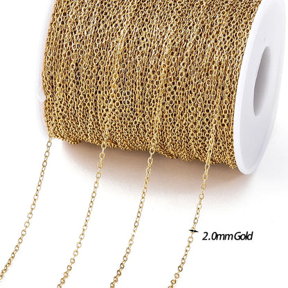 No Fade 2Meters Stainless Steel Chains Gold Color Lips Beads Beaded Chain for Jewelry Making DIY Necklace Bracelet Accessories