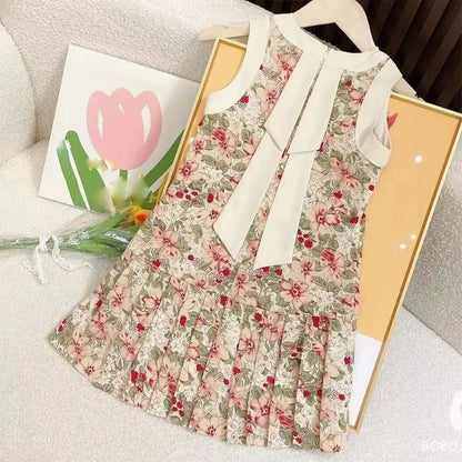 Bear Leader Rose Pink Plaid Bow Dress Elegant Lolita Child Big Girls Midi Dress Children Dresses Teens Party Princess Sundress