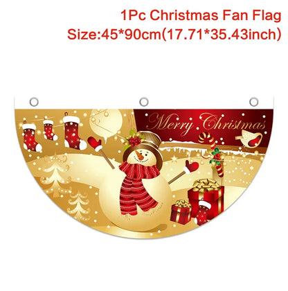 Christmas Fan-shaped Flag Banner Christmas Decoration for Home 2024 Christmas Ornament Xmas Navidad Noel Gift New Year 2025
