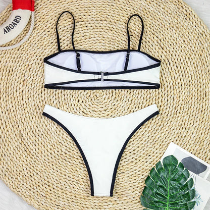 Woman Swimwear 2024 High Waist Bikinis Shorts Women's Swimsuit Luxury Ribbed Two-piece Bathing Suits Summer Bikini Set Swim Suit