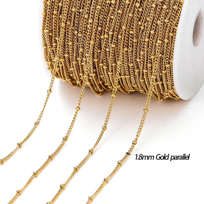 No Fade 2Meters Stainless Steel Chains Gold Color Lips Beads Beaded Chain for Jewelry Making DIY Necklace Bracelet Accessories