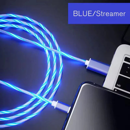 1m 3.28ft Type C Glowing Cable Mobile Phone Charging Cables LED Light Charger For Samsung Xiaomi iPhone Charge Wire Co