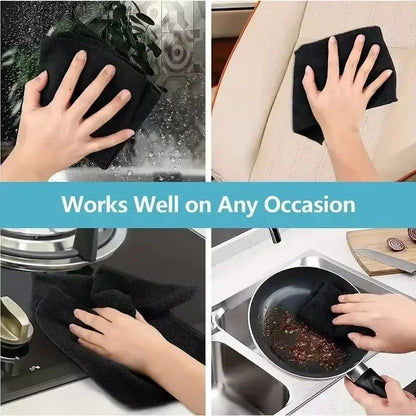 Black Thicken Microfiber Car Cleaning Towels Soft Quick Drying Windows Mirrors Wiping Rags Home Double Layer Clean Cloths