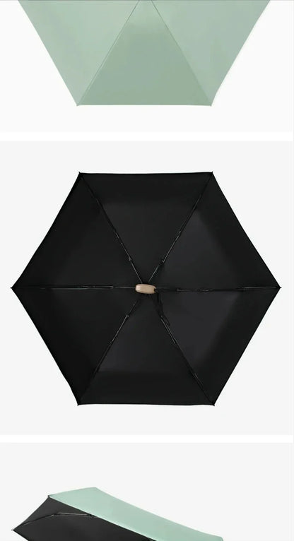 Mini Sun Umbrella Pocket Rain Umbrella Vinyl Folding UV Ultraviolet Protection Sun Shade Pocket Parasol Capsule