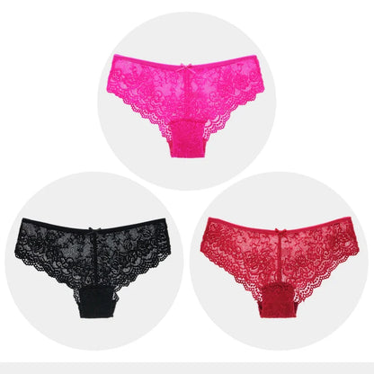 Women Briefs Sexy Full Lace Panties Hollow Out Low-waist Female Shorts Soft Solid Color Breathable Underwear Fast Ship 3pcs/lots