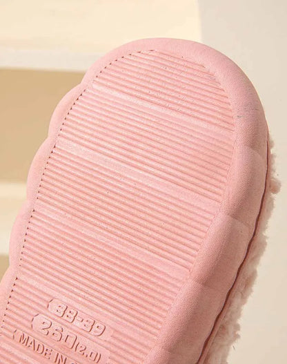 Eyriphy New Fashion Cotton Slippers For Women Winter Warm House Shoes Curly Faux Cotton Bedroom Slides Non-Slips Comfort Slipper