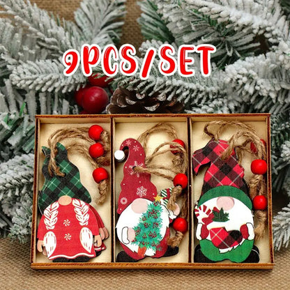 Christmas Gnomes Wooden Pendants Merry Christmas Decorations For Home 2024 Xmas Tree Christmas Ornaments Navidad New Year Gift