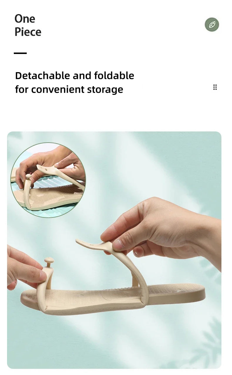 Folding Slippers Trip Travel Portable Slides Women Men Light Home Hotel Salon Homestay Guest Use Sandals Bathing Beach Shoes