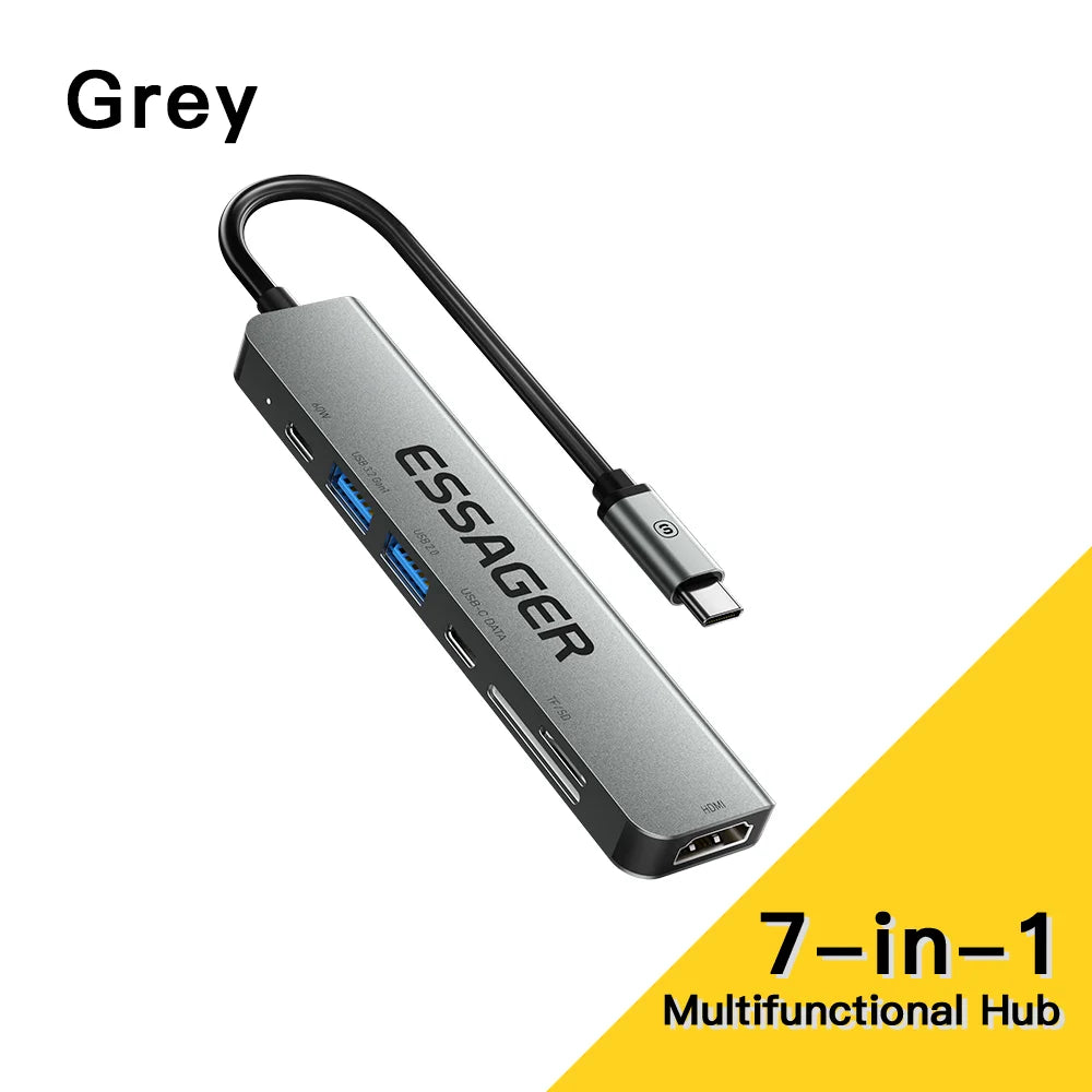 Essager Usb C Hub Usb Type-c to HDMI-compatible Laptop Dock Station For Macbook Pro Air M1 M2 Extensor USB 3.0 Adapter Splitter
