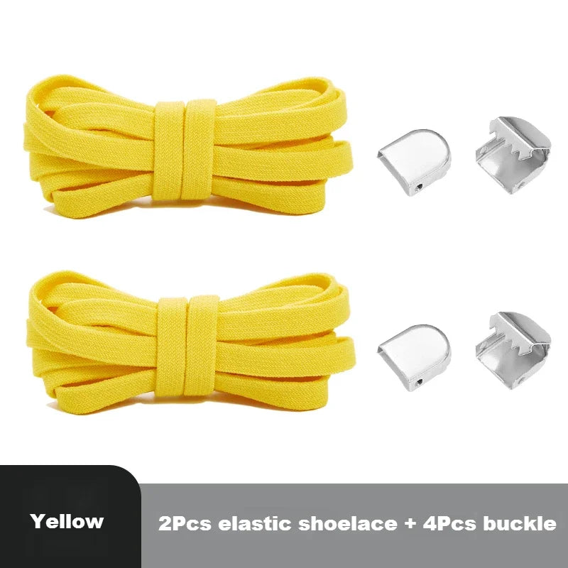 Flat Elastic Shoe Laces Sneakers No Tie Shoelaces for Shoes Tennis Quick Shoelace Clips Without Ties Shoe Accessories Kids Adult