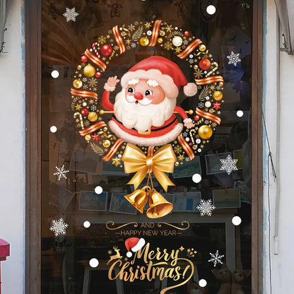 2024 Christmas Window Stickers Santa Claus Xmas Tree Cartoon Glass Decal Merry Christmas New Year Holiday Decorations for Home