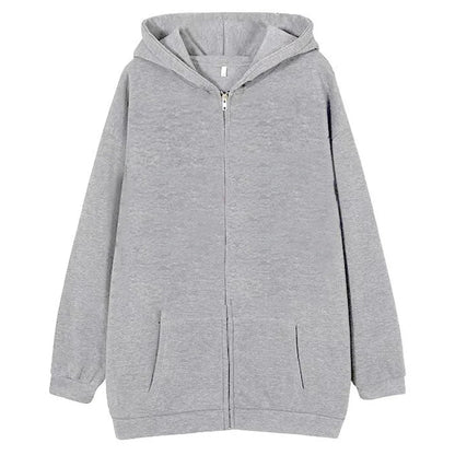 Men's Fleece Jackets Fashion Zipper Sweatshirts Spring Autumn Loose Casual Hoodies Women's Y2k Long Sleeve Solid Hooded Jacket