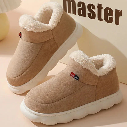 Bebealy Men Shoes Fur Women Slippers Winter House Shoes For Women Indoor Plush Warm Women Shoes 2024 Casual Home Shoes For Men