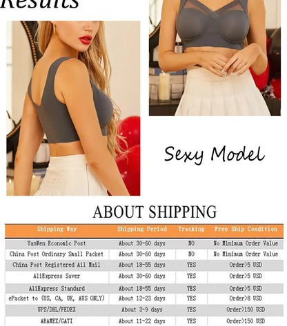 5PCS/Set Women Sexy Bras Full Cup Sports Top Soft Seamless Brassiere Lace Sexy Lingerie V Neck Intimates Underwear Plus Size Bra