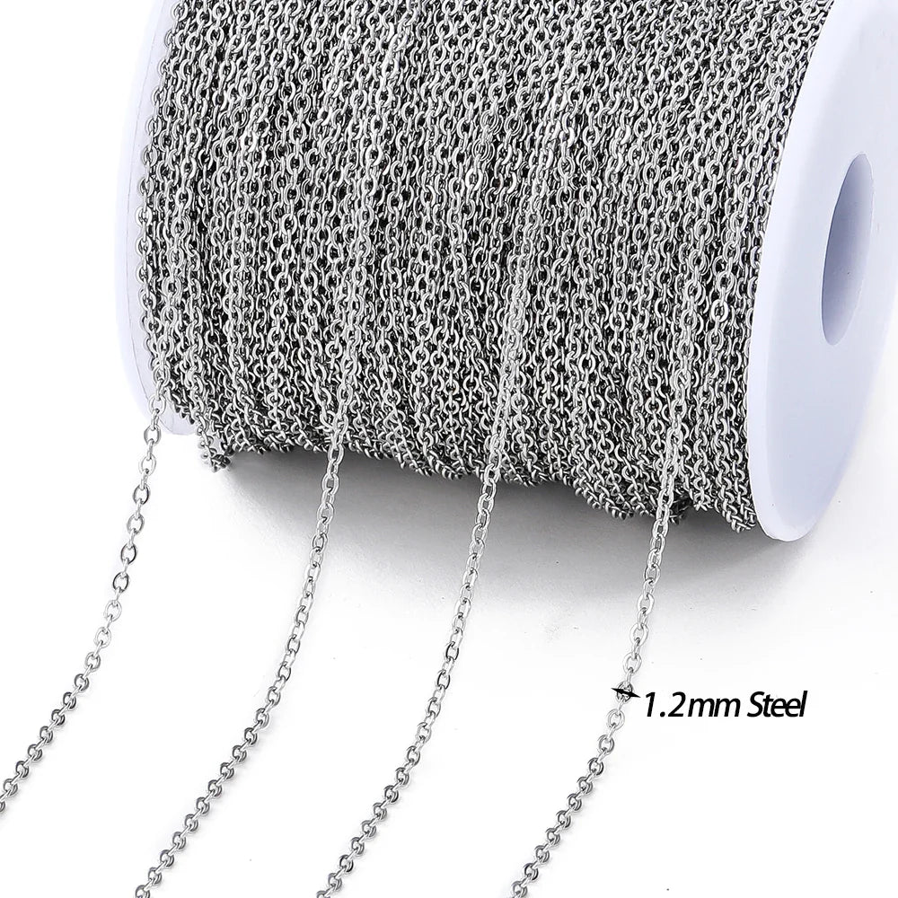 No Fade 2Meters Stainless Steel Chains Gold Color Lips Beads Beaded Chain for Jewelry Making DIY Necklace Bracelet Accessories