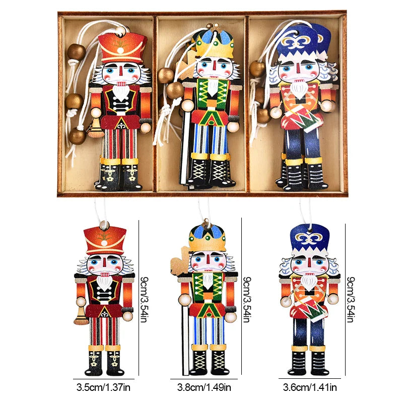 Christmas Nutcracker Soldier Wooden Pendant Xmas Tree Hanging Ornaments 2024 Navidad Decoration for Home 2025 New Year Gifts