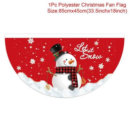Christmas Fan-shaped Flag Banner Christmas Decoration for Home 2024 Christmas Ornament Xmas Navidad Noel Gift New Year 2025