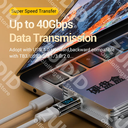 Transparent LED Display PD240W USB4.0 40Gbps Type C to C OTG Adapter 8K@60Hz 5A Fast Charging Cable for iPhone 15 14 MacBook Pro