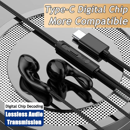 Wired Earphone 3.5mm AUX/Type C HiFi Surround Heavy Bass With MIC In-Ear Game Music Headsets For Samsung Huawei Xiaomi iPad PC