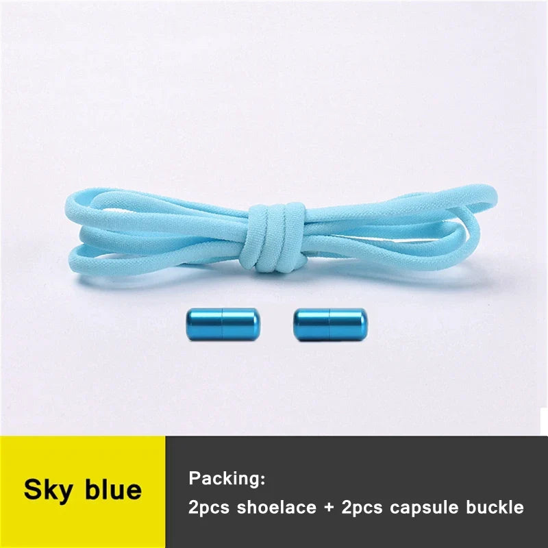 21 Colors No Tie Shoelaces Round Color Metal Lock Elastic Shoelace General For Children And Adults Sneakers Lazy Laces Unisex