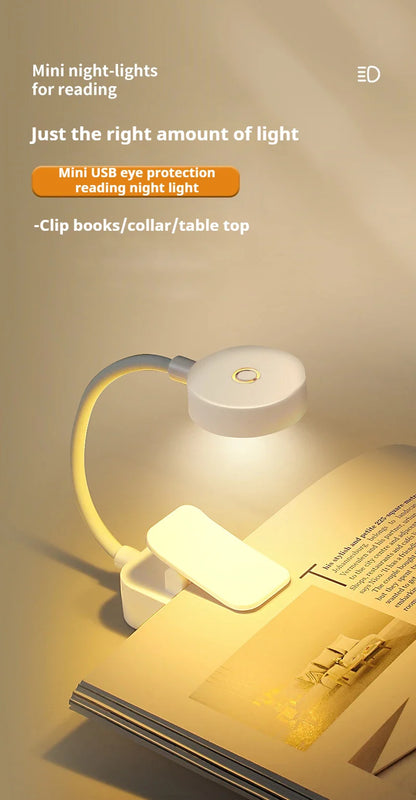 Portable LED Book Lights Eye Protection Night Light Mini 360°Clip-On Desk Reading Battery Lamp Travel Bedroom