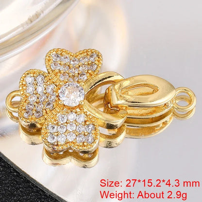 Juya Handmade 18K Gold Silver Plated Fastener Bail Connector Clasps Accessories For Needlework Pearls Beads Jewelry Making
