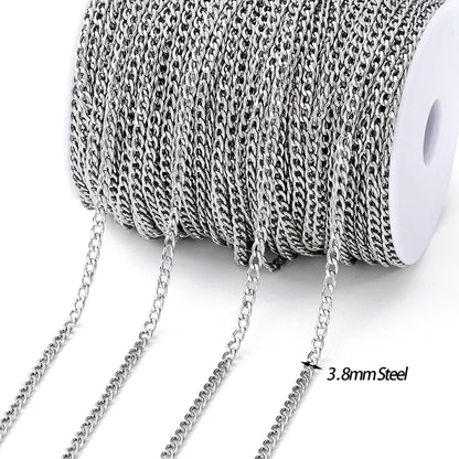 No Fade 2Meters Stainless Steel Chains Gold Color Lips Beads Beaded Chain for Jewelry Making DIY Necklace Bracelet Accessories