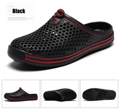 YRZL Mens Slippers Beach Shoes Unisex Hollow Outdoor Casual Men Beach Sandal Flip Flops Shoes Non-slip Size 36-45 Mens Slippers