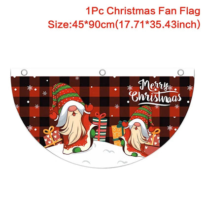 Christmas Fan-shaped Flag Banner Christmas Decoration for Home 2024 Christmas Ornament Xmas Navidad Noel Gift New Year 2025