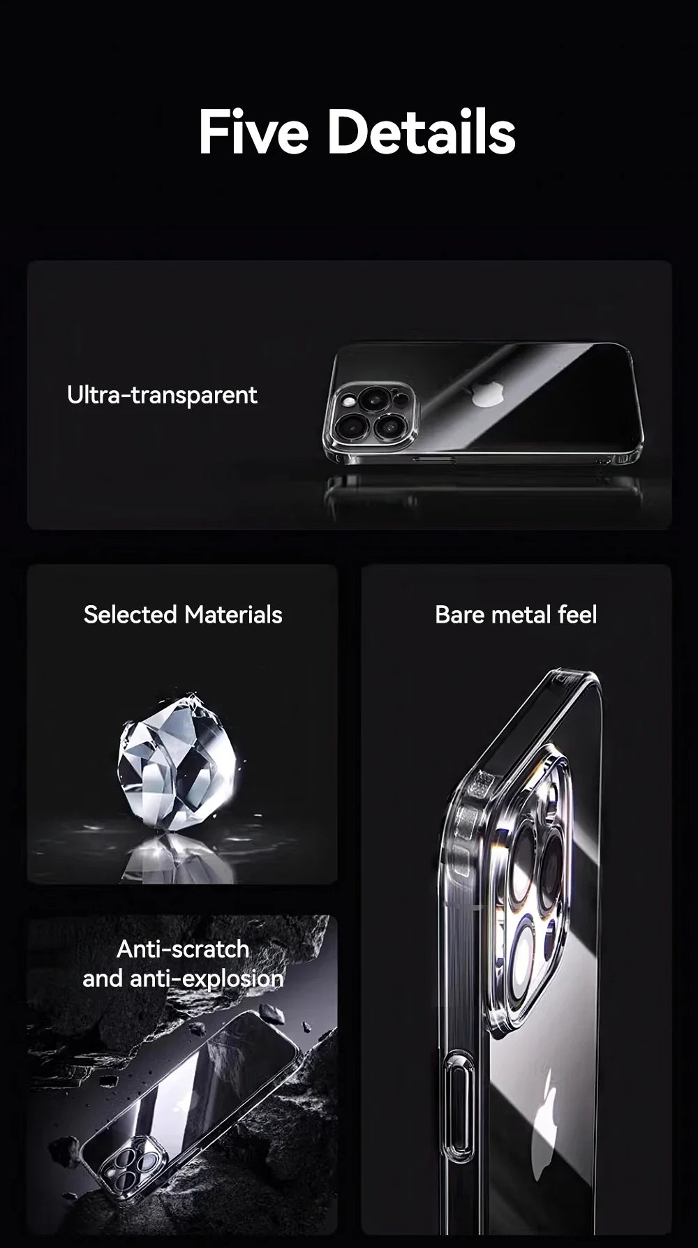 Joyroom Case For iPhone 16 15 14 13 Pro Max Anti-drop Transparent Cover For iPhone 16 Pro Max Soft TPU Case With Len Protection