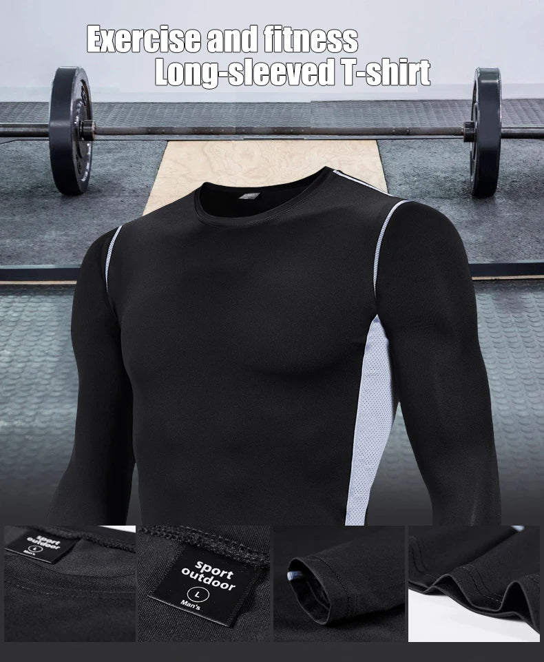 Men Compression Running T Shirt Fitness Tight Long Sleeve Sport Tshirt Training Jogging Shirts Gym Sportswear Quick Dry Rashgard
