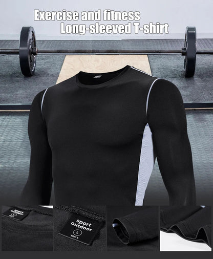 Men Compression Running T Shirt Fitness Tight Long Sleeve Sport Tshirt Training Jogging Shirts Gym Sportswear Quick Dry Rashgard