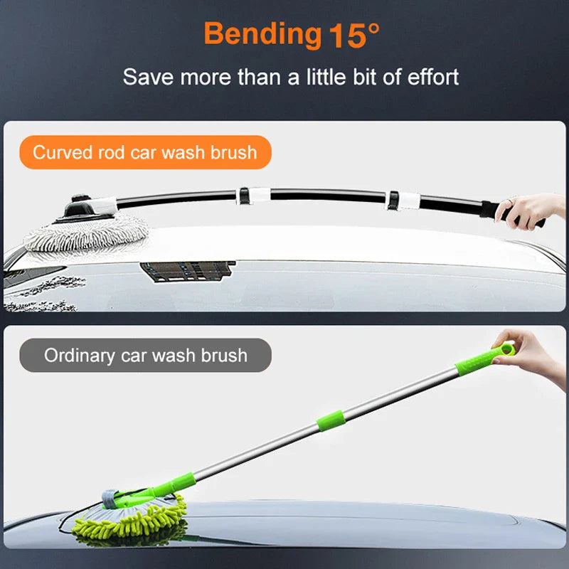 2022 New 15 Degree Bend Car Cleaning Brush Car Wash Brush Chenille Broom Telescoping Long Handle Cleaning Mop Cleaning Tools