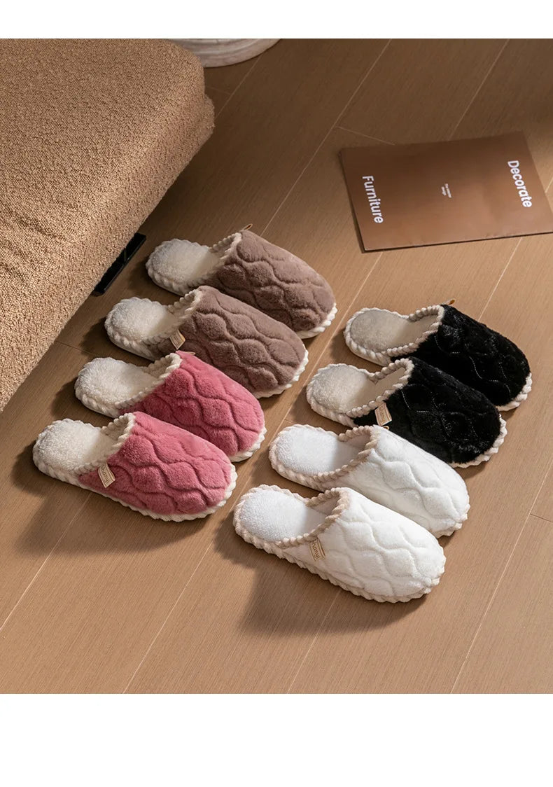 Cotton Slippers for Women Suitable for Spring Autumn Living Indoor Anti Slip Home Warm Home Couple Winter Furry Men Slippers
