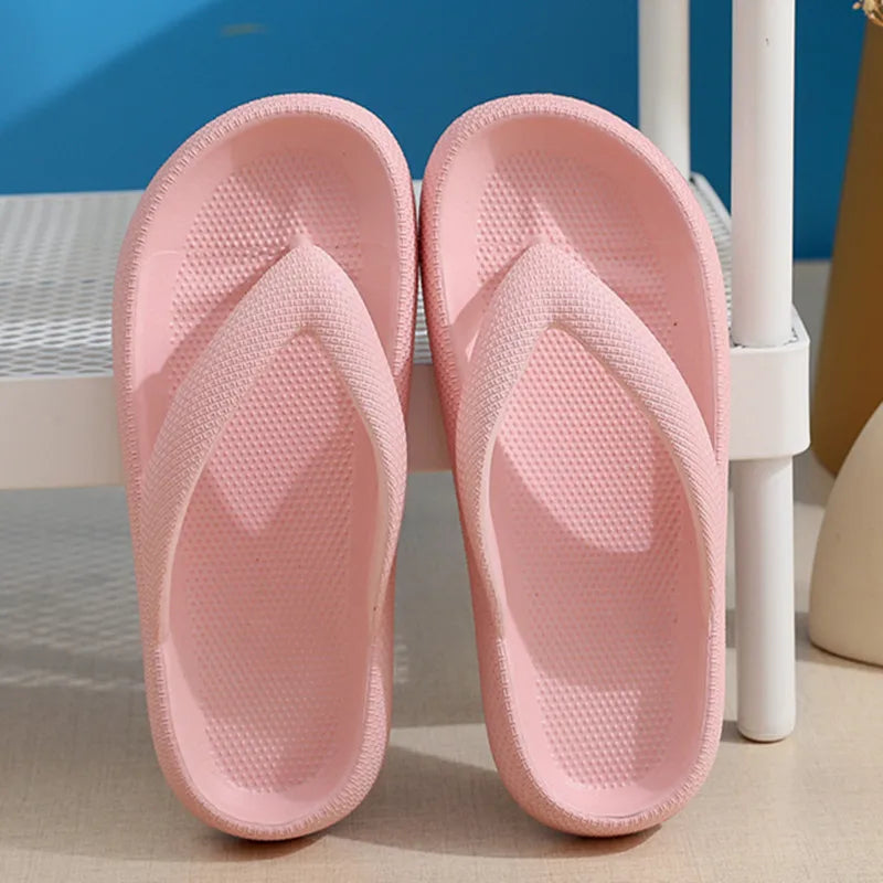 Rimocy Soft Sole EVA Women's Flip Flops 2023 Summer Beach Non-slip Cloud Slippers Women Thick Platform Clip Toe Bathroom Slides
