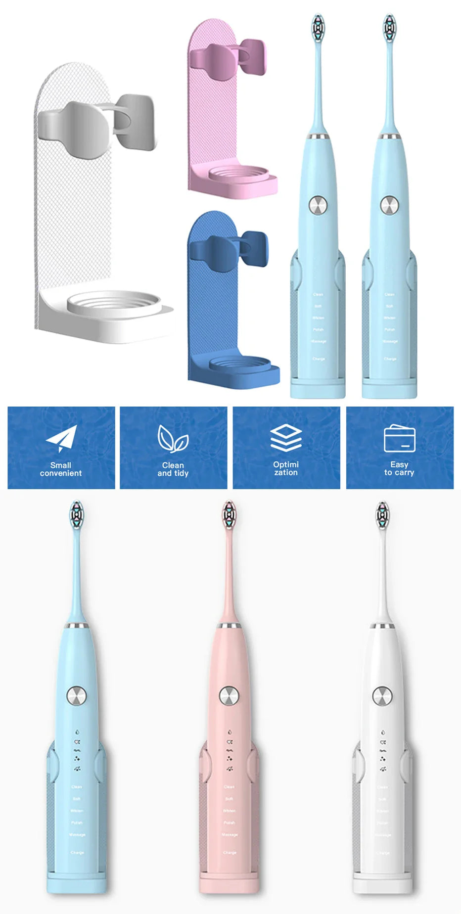 Adjustable Toothbrush Holder Electric Toothbrush Base Silicone Non-slip Wall Mount Brush Body Rack Adapt 99%