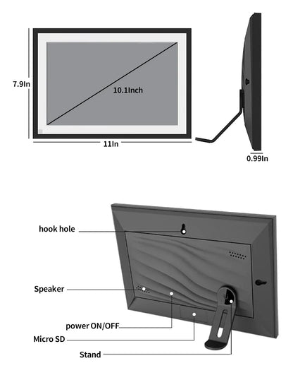 Frameo 10.1 Inch WiFi Digital Picture Frame，1280 * 800IPS HD Cloud Smart Digital Photo Frame,32GB Storage, Wall Mountable, Auto-
