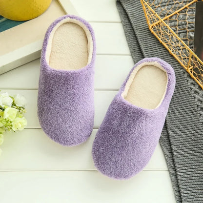 Women Winter Home Fur Slippers Cartoon Cat Non-Slip Soft Warm House Indoor Bedroom Men Couples Boys Girl Memory Foam Floor Shoes