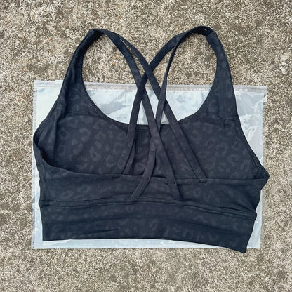 Solid Color Soft Cross Back Women Fitness Bra Tights Yoga Vest High Strength Shockproof Gym Sports Top Push Up With Chest Pad