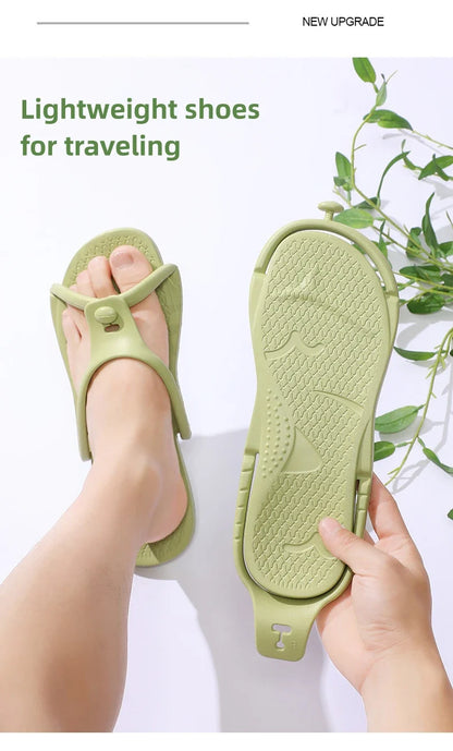 Folding Slippers Trip Travel Portable Slides Women Men Light Home Hotel Salon Homestay Guest Use Sandals Bathing Beach Shoes