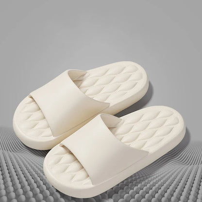 Men's Summer Slippers EVA Indoor Bathroom Thick Sole Diamond Check Massage Sensation Beach Non-slip Ladies Comfort Flat Shoes