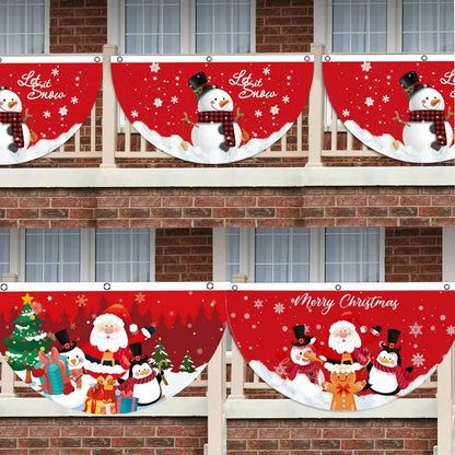 Christmas Fan-shaped Flag Banner Christmas Decoration for Home 2024 Christmas Ornament Xmas Navidad Noel Gift New Year 2025